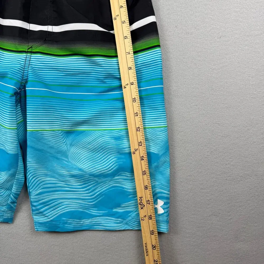 Under Armour Boys Blue Striped Swim Trunks YLG